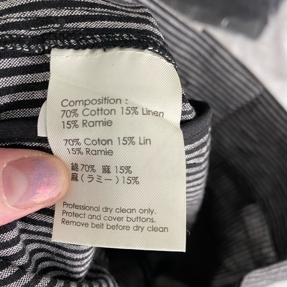 3.1 Phillip Lim Black Linen Blend Pinstripe High-Rise Paper Bag Shorts Size 8 - Picture 6 of 8